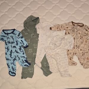 Baby One-Piece Footed Pajamas - Mixed Blue, Green, White, Cream